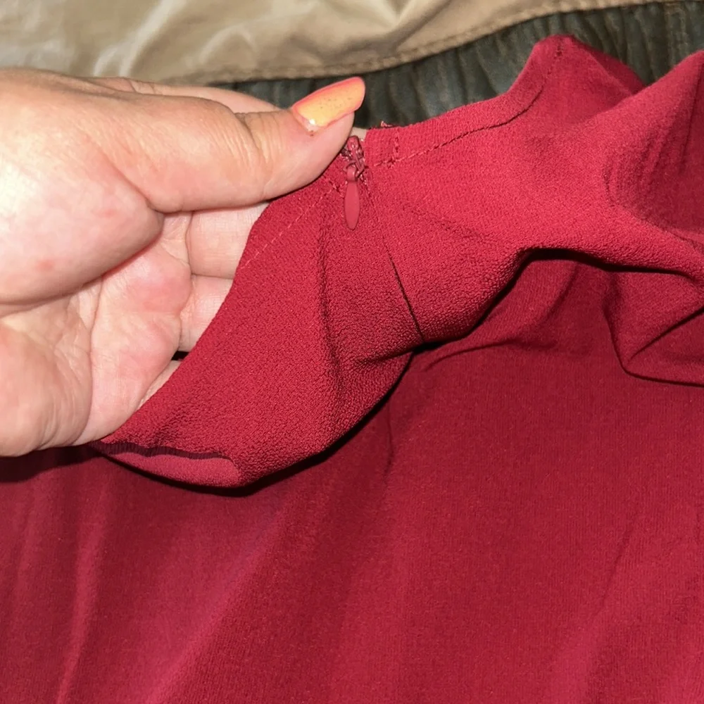 Red Ruffle Wrap Dress - Picture 4 of 6